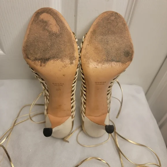 Gucci wrap ankle heel women shoe size 8